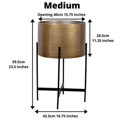 Chava - Brass Mid-Century Planter With Black Stand (Multiple Sizes)