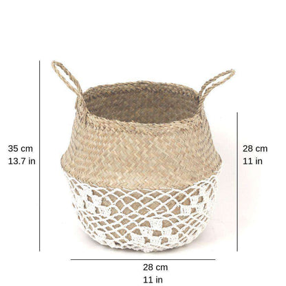Costa - Seagrass Basket With White Net Pattern