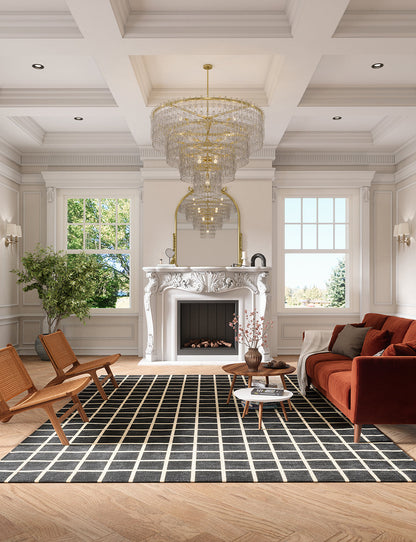 Caper黑色天然格子地毯