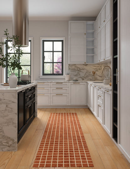 Caper Orange Natural Checkered Rug