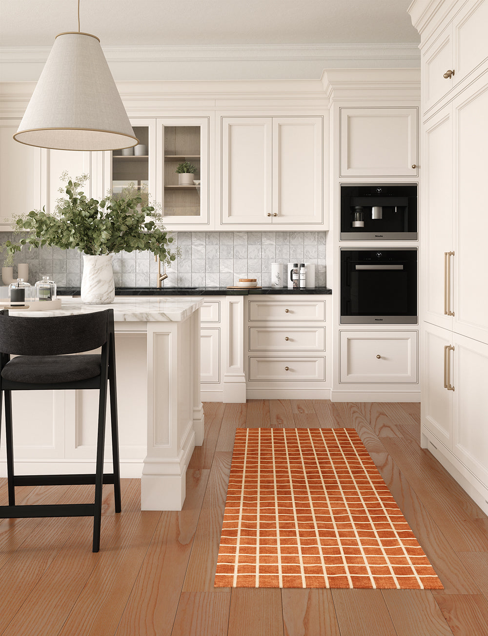 Caper Orange Natural Checkered Rug