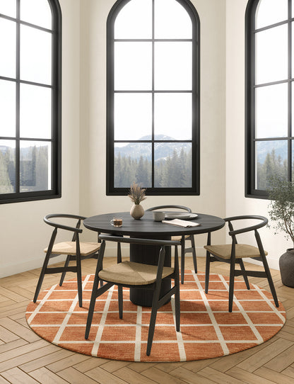 Caper Orange Natural Checkered Rug