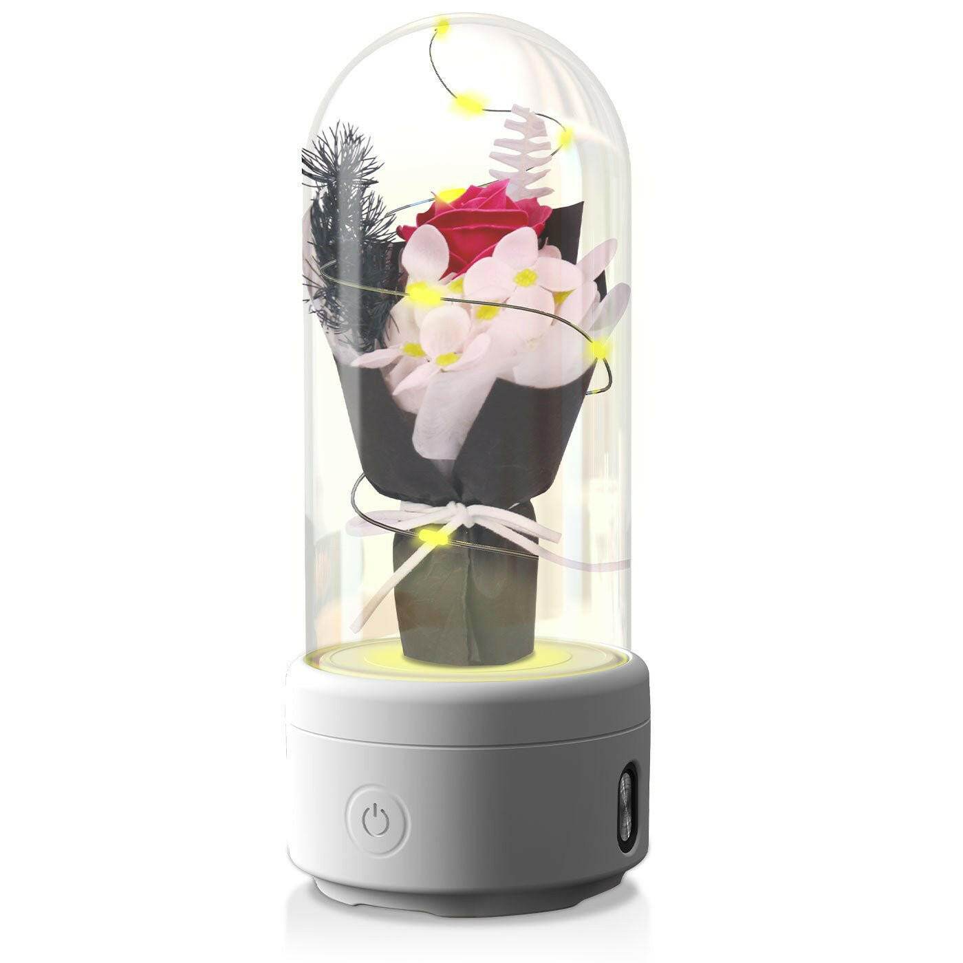 Creative 2 In 1 Bouquet LED Light And Bluetooth Speaker Mother's Day Gift Rose Luminous Night Light Ornament In Glass Cover - Austrige™