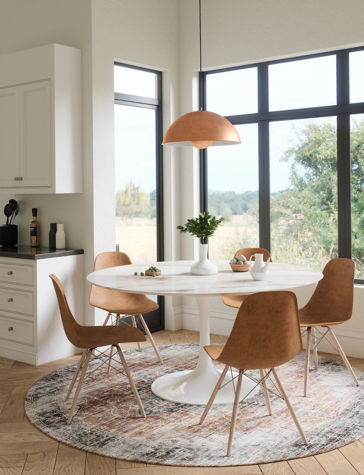 Echo Burnt Orange Black Pink Rug