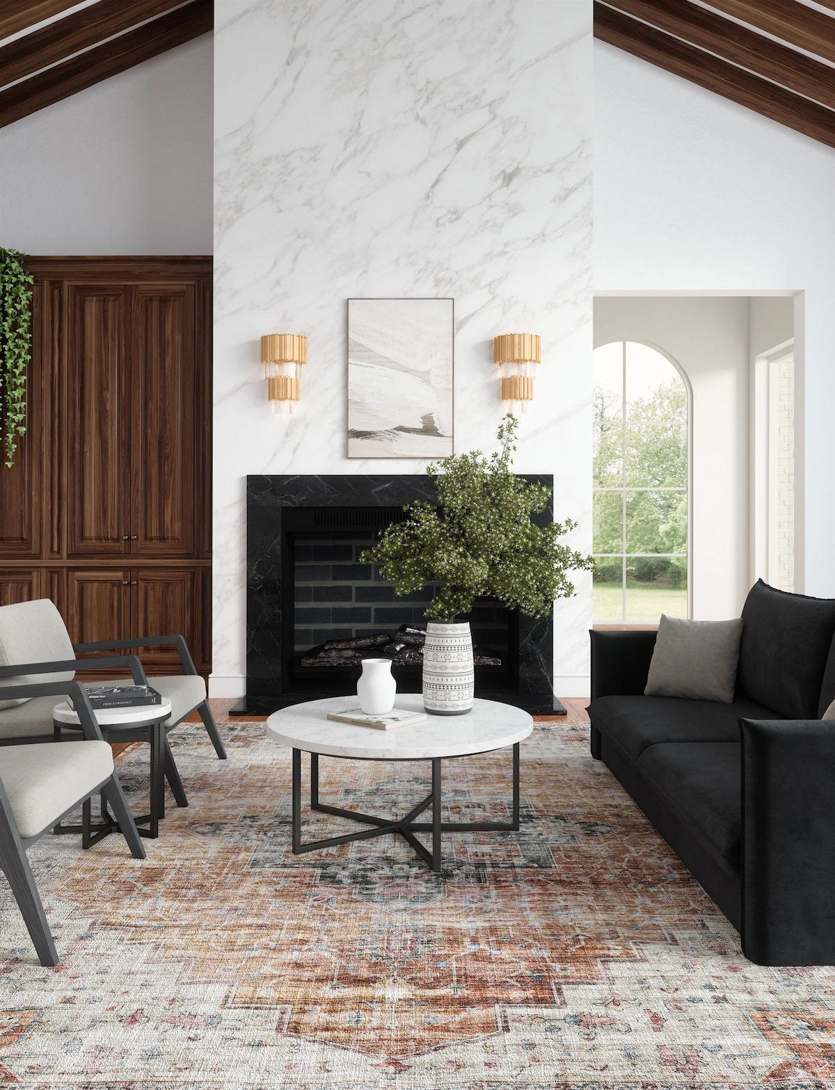 Echo Burnt Orange Black Pink Rug