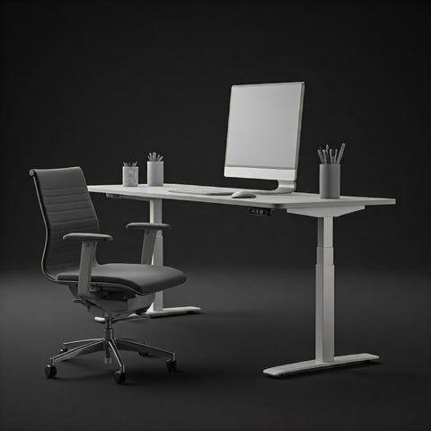 home office dark workspace organization