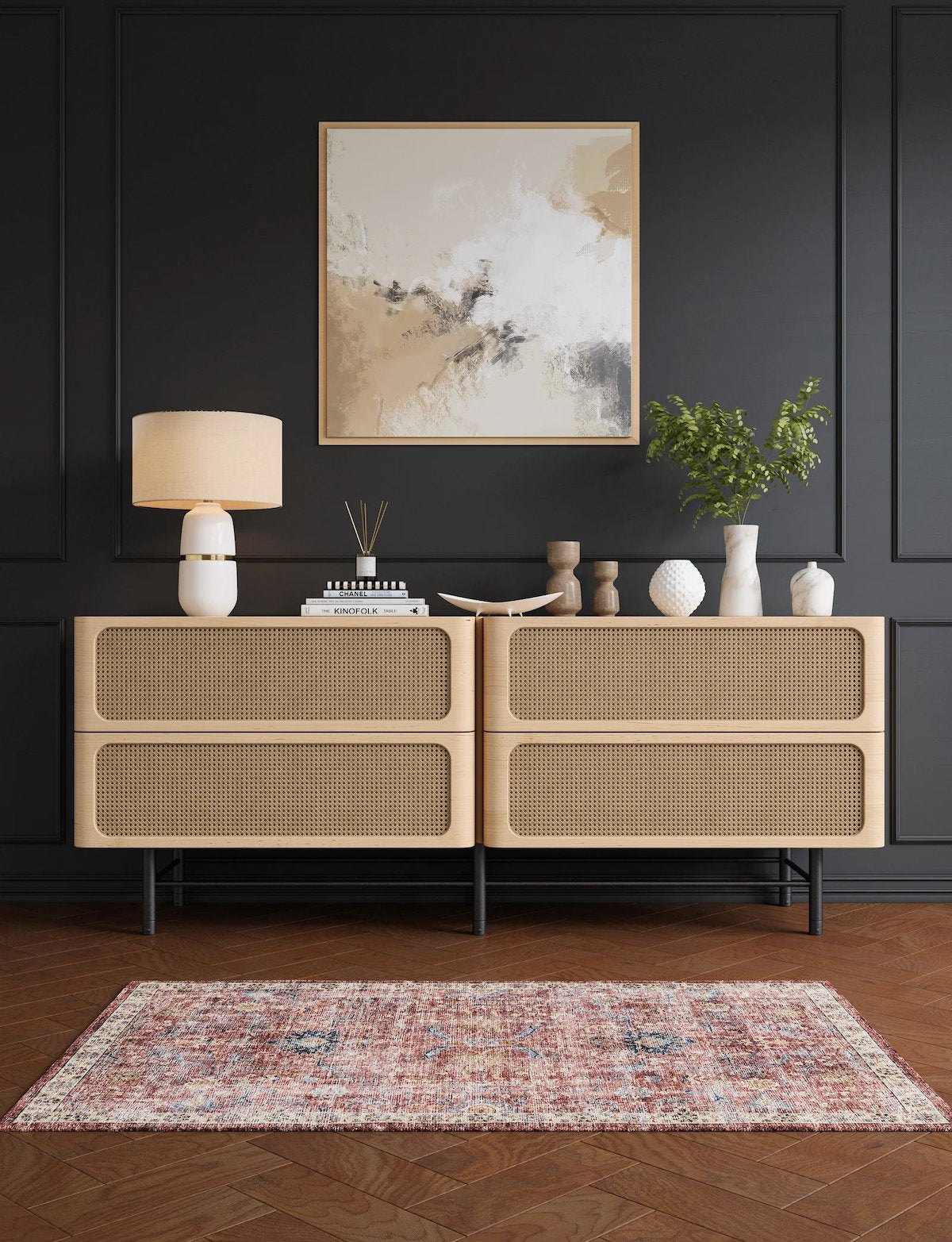 Jasper Rose Taupe Red Rug