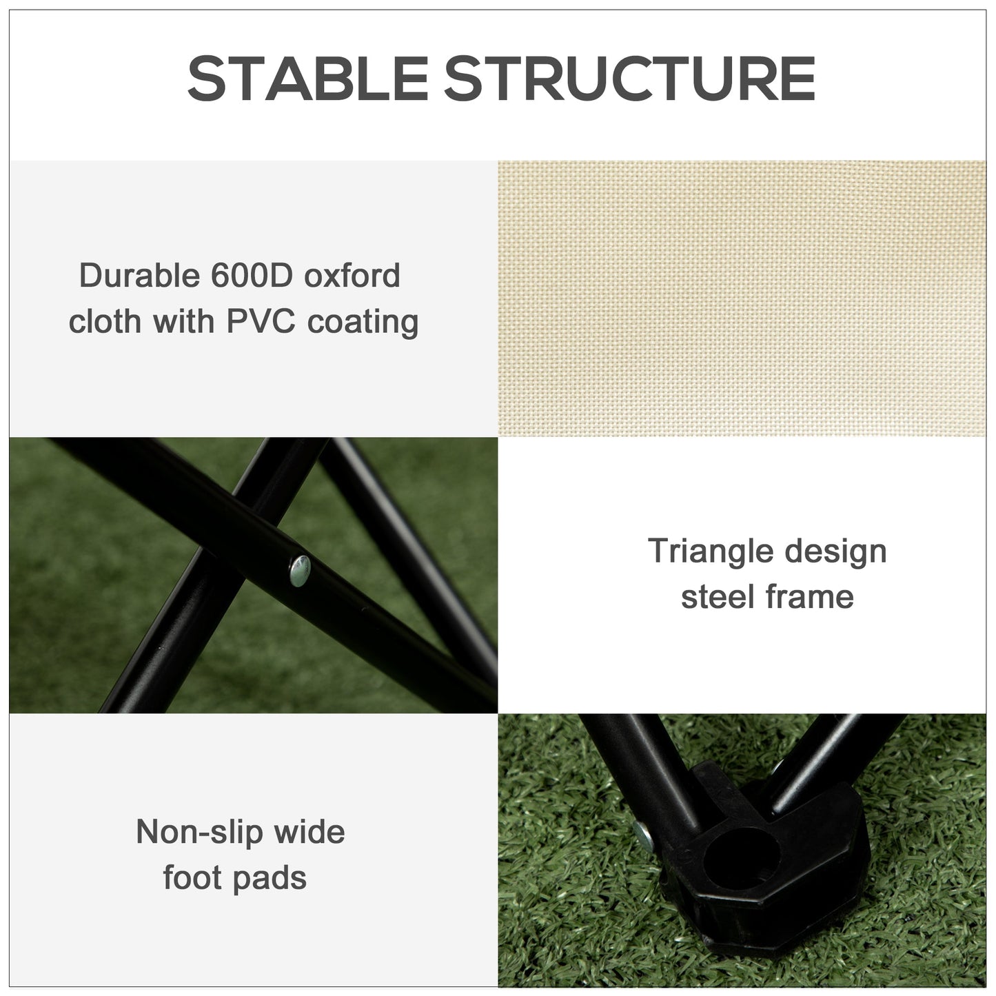 Outsunny Folding Camping Chair Lightweight Portable Chair for Outdoor Hiking Backpacking with Carry Bag Side Pocket White