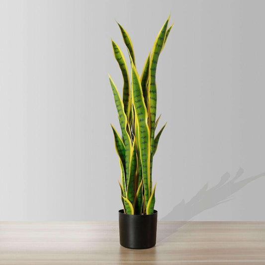 Luna Artificial Snake Sansevieria Yellow & Green Potted Plant (Multiple Sizes)
