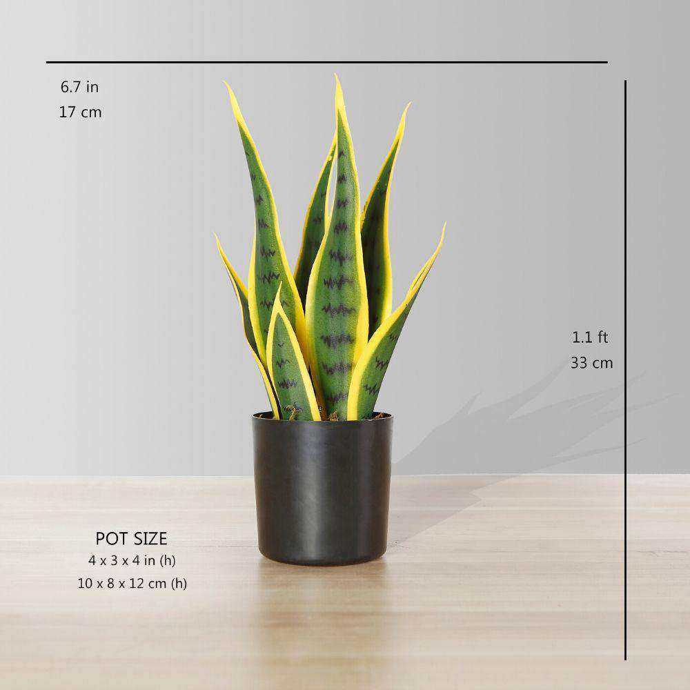 Luna Artificial Snake Sansevieria Yellow & Green Potted Plant (Multiple Sizes)