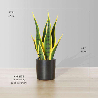 Luna Artificial Snake Sansevieria Yellow & Green Potted Plant (Multiple Sizes)