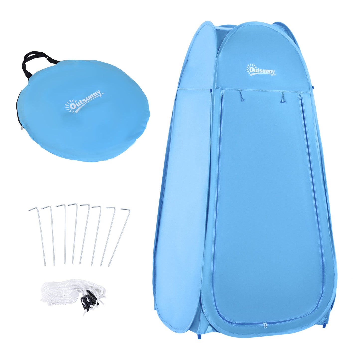 Outsunny Portable Pop Up Shower Tent Blue Dressing Changing Room Privacy Shelter for Camping Outdoor Beach