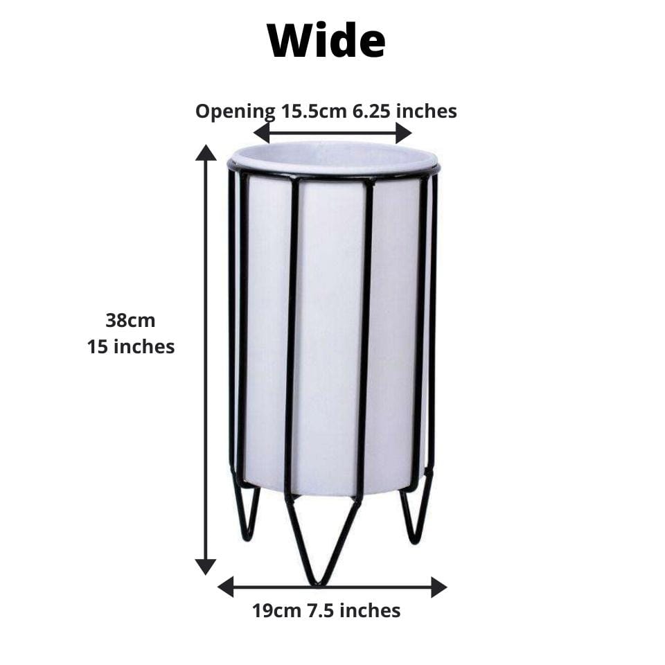 Mati - White Planter With Black Stand