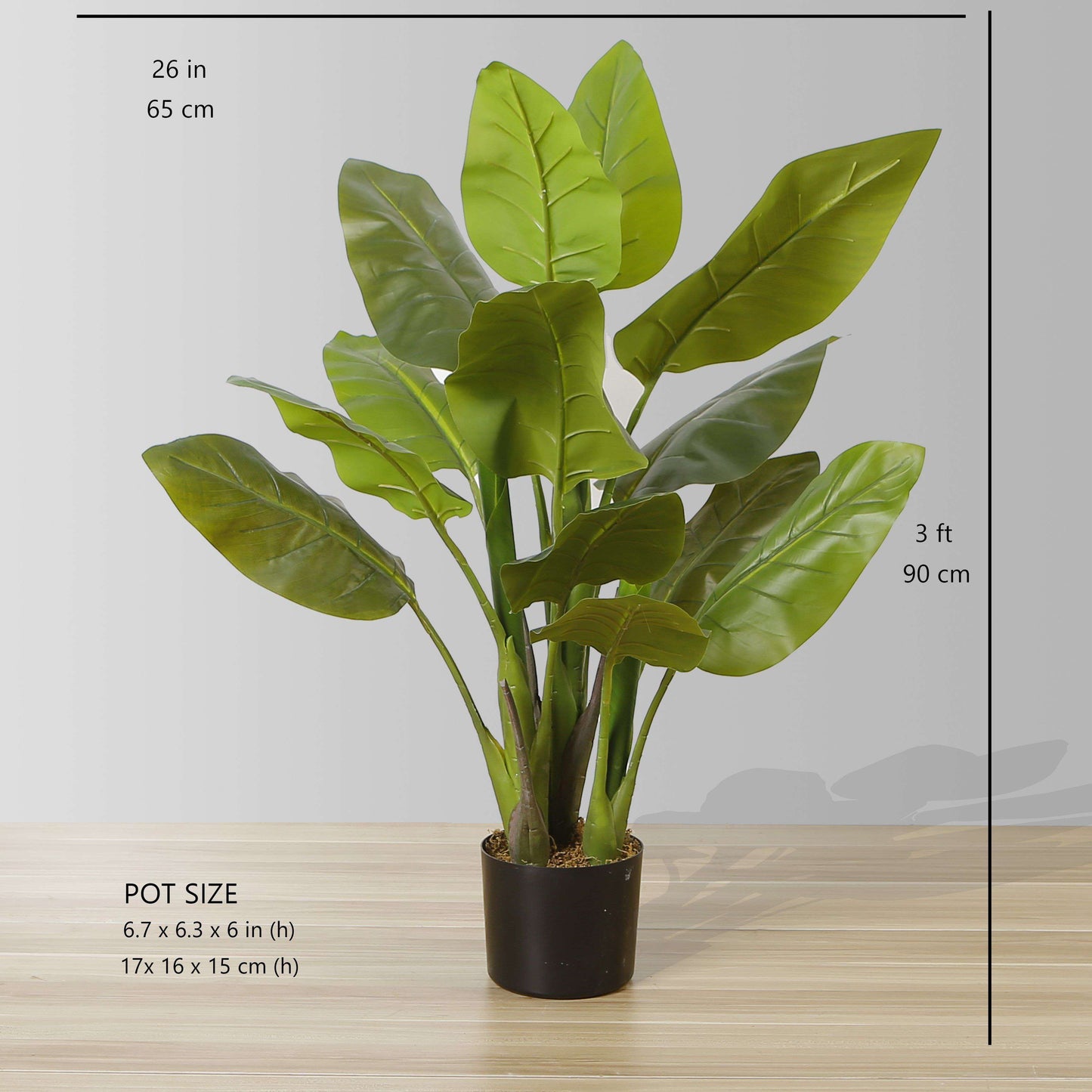 Miki Artificial Spathiphyllum Leaf Potted Plant 3'