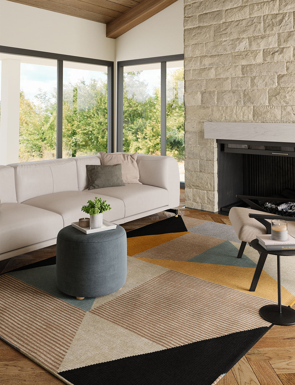 Mizza Black Yellow Multicolor Rug