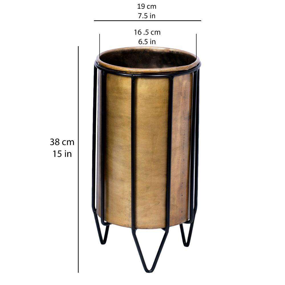 Neva - Brass Planter With Black Stand