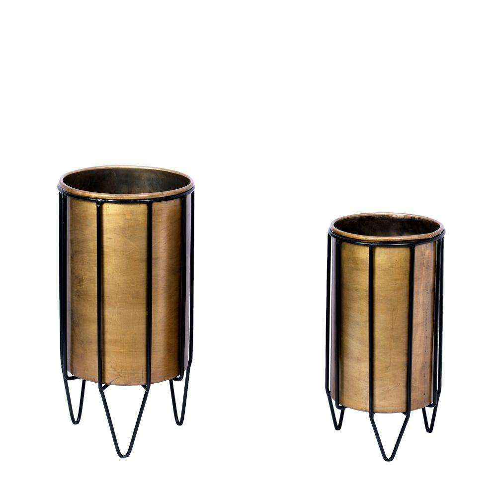 Neva - Brass Planter With Black Stand