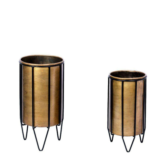 Neva - Brass Planter With Black Stand