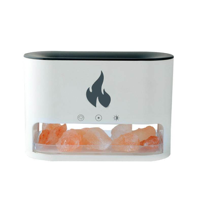 New Flame Humidifier Aromatherapy Machine Crystal Salt Stone Colorful Atmosphere Lamp Flame 3d Simulation Flame Humidifier Household Essential - Austrige™