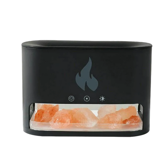 Flame Humidifier & Aromatherapy Machine with Crystal Salt Stones