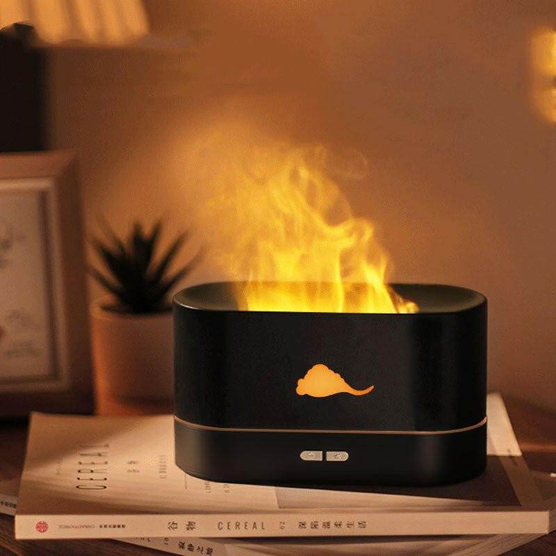 New Flame Humidifier Aromatherapy Machine Crystal Salt Stone Colorful Atmosphere Lamp Flame 3d Simulation Flame Humidifier Household Essential - Austrige™
