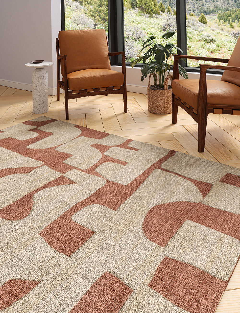 Puzla Orange Natural Rug