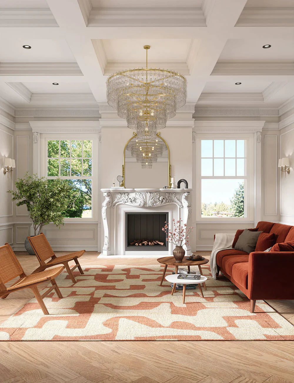 Puzla Orange Natural Rug
