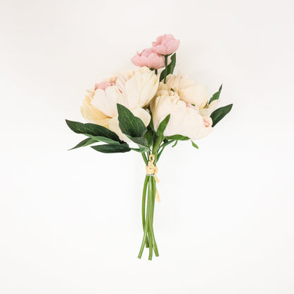 Peach Pink And Cream Artificial Peony Flower Bouquet 13’’X8’’