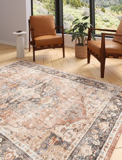 Riverra Terracotta Black Rug
