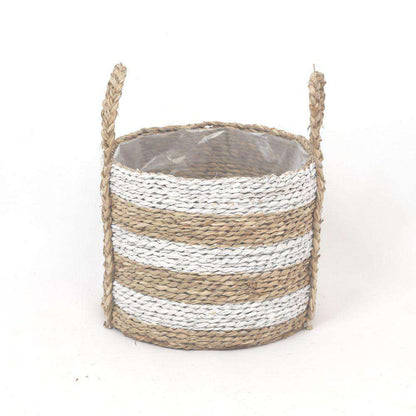 Tom - Seagrass Planter With White Stripes