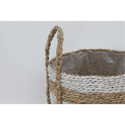 Tom - Seagrass Planter With White Stripes