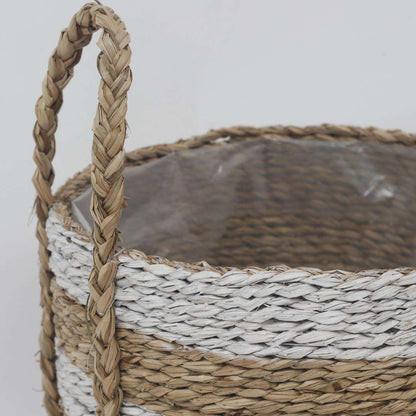 Tom - Seagrass Planter With White Stripes