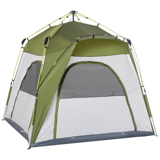 Outsunny Automatic Camping Tent Instant Outdoor Easy Pop Up Portable Backpacking Dome Shelter 4 Person Green