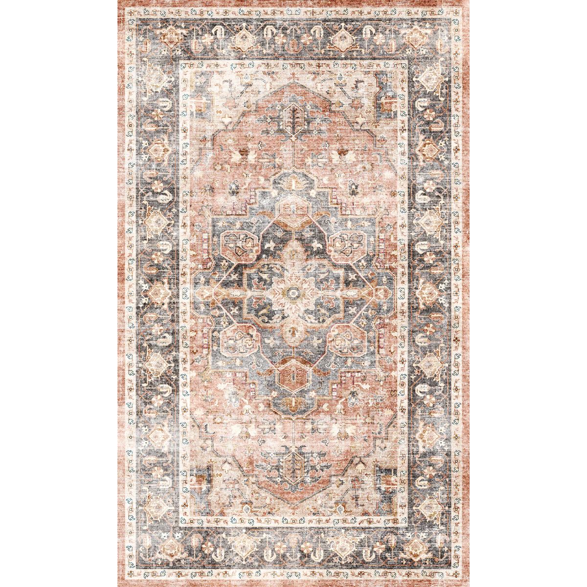 Riverra Terracotta Black Rug