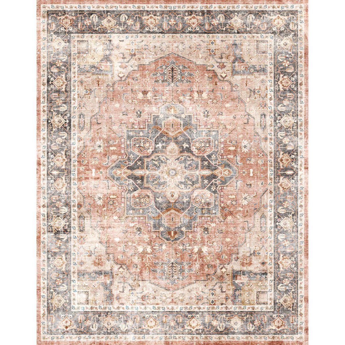 Riverra Terracotta Black Rug