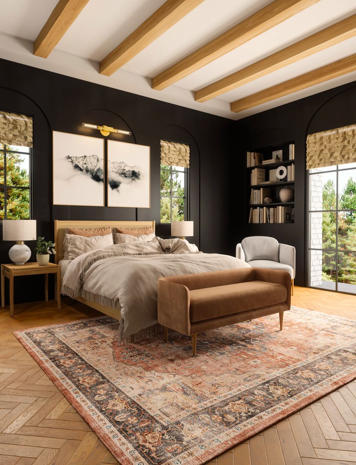 Riverra Terracotta Black Rug