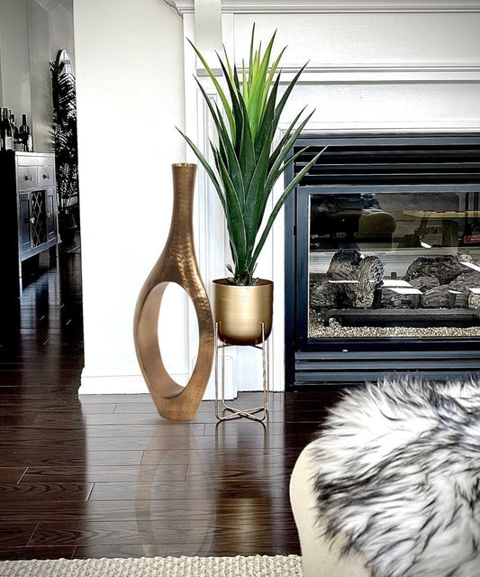 Mateo Hand Hammered Brass Floor Vase