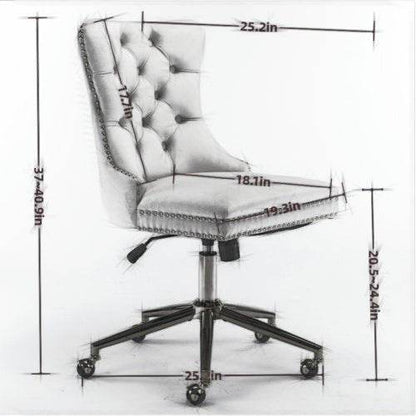 Velvet Fabric Tufted Button Home Office Chair, Adjustable Office Chair Swivel Office Chair - Austrige™