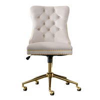 Velvet Fabric Tufted Button Home Office Chair, Adjustable Office Chair Swivel Office Chair - Austrige™