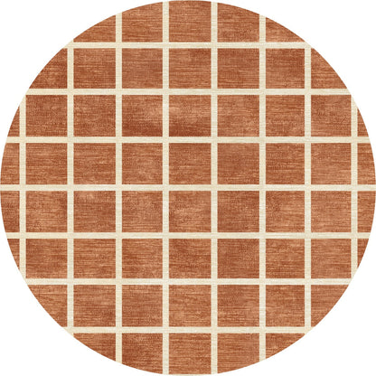 Caper Orange Natural Checkered Rug