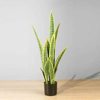 Plante artificielle en pot Zora, sansevieria jaune et verte, 76 cm 