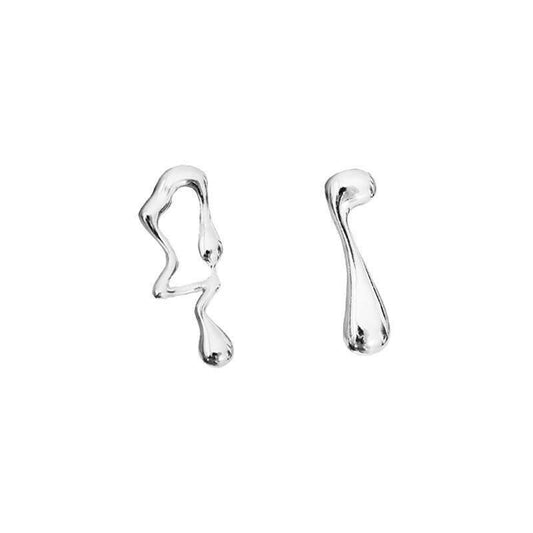 Asymmetrical Liquid Metal Drop Earrings | Austrige