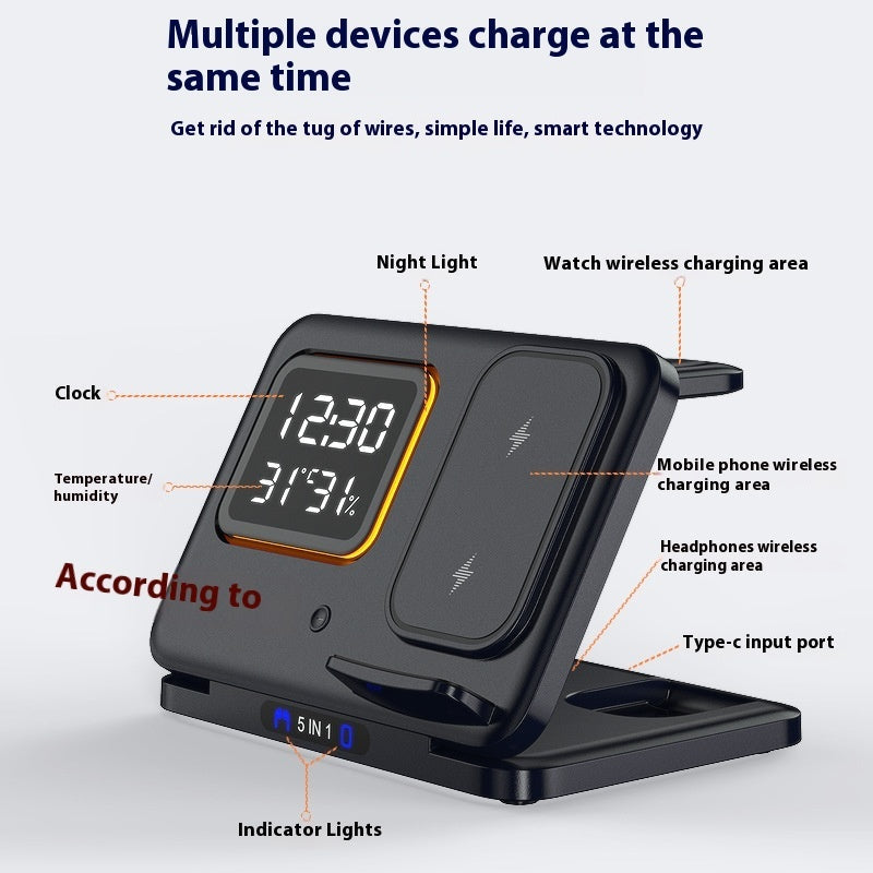 Austrige 5-in-1 Wireless Charging Stand - LED Clock Dock Electronic devices