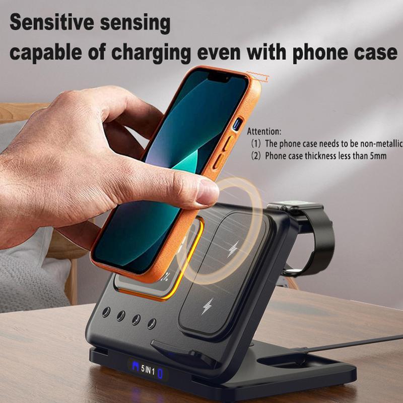Austrige 5-in-1 Wireless Charging Stand - LED Clock Dock Electronic devices