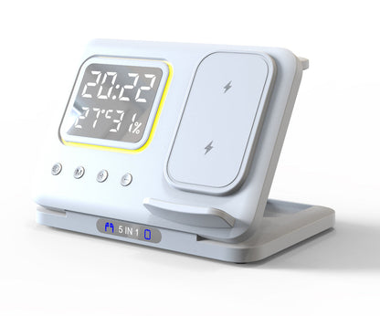 Austrige 5-in-1 Wireless Charging Stand - LED Clock Dock White / Suitable For Apple Watch Electronic devices