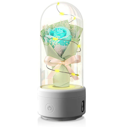 Austrige Bouquet LED Light & Bluetooth Speaker - Desk Gift Green / White Base Rose