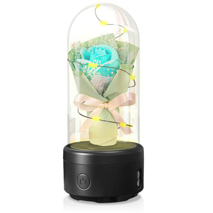 Austrige Bouquet LED Light & Bluetooth Speaker - Desk Gift Green / Black Base Rose