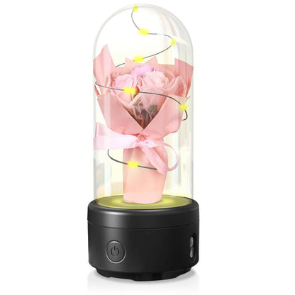 Austrige Bouquet LED Light & Bluetooth Speaker - Desk Gift Pink / Black Base Rose