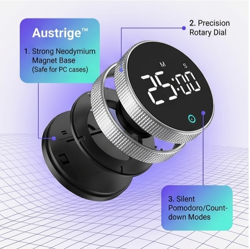 Austrige Focus Timer - Desk Productivity Tool Digital