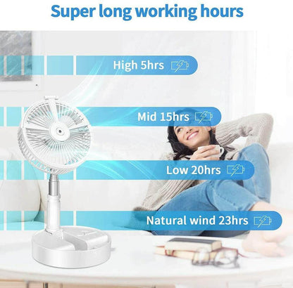 Austrige Rechargeable Mini Portable Desk Fan White without Remote Control / 7200mah Technically